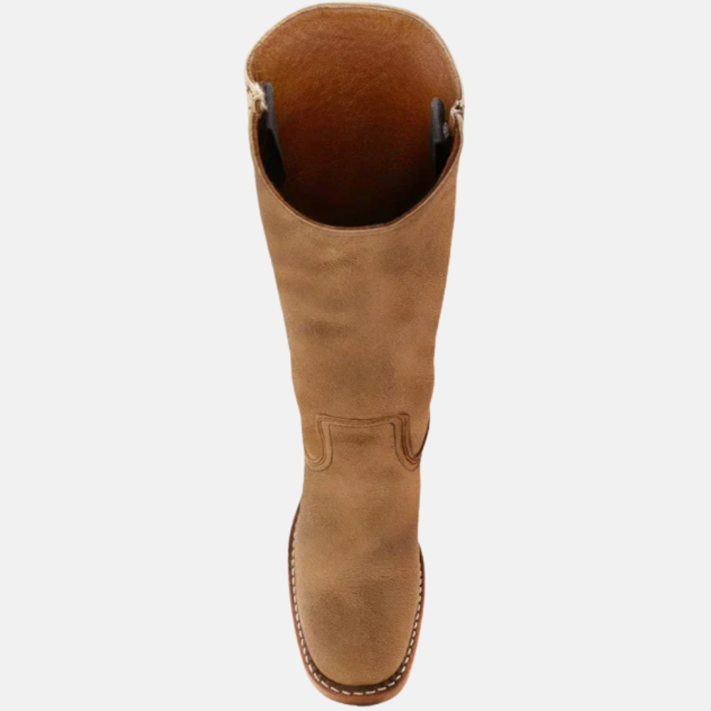 Briss | Damen Lange Stiefel mit Absatz – Lederoptik Boots mit Blockabsatz