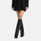 Briss | Hohe Damenstiefel – Stiefel mit Keilabsatz und Schloss-Detail