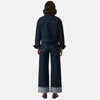 Briss | Damen Denim-Set – Dunkle Weite-Jeans und kurze Jeansjacke