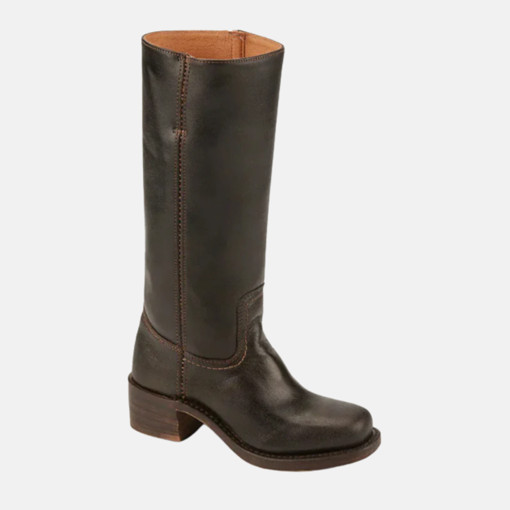 Briss | Damen Lange Stiefel mit Absatz – Lederoptik Boots mit Blockabsatz