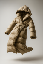 Briss | Langer Damen-Wintermantel – Daunenstil mit Kapuze und Gürtel