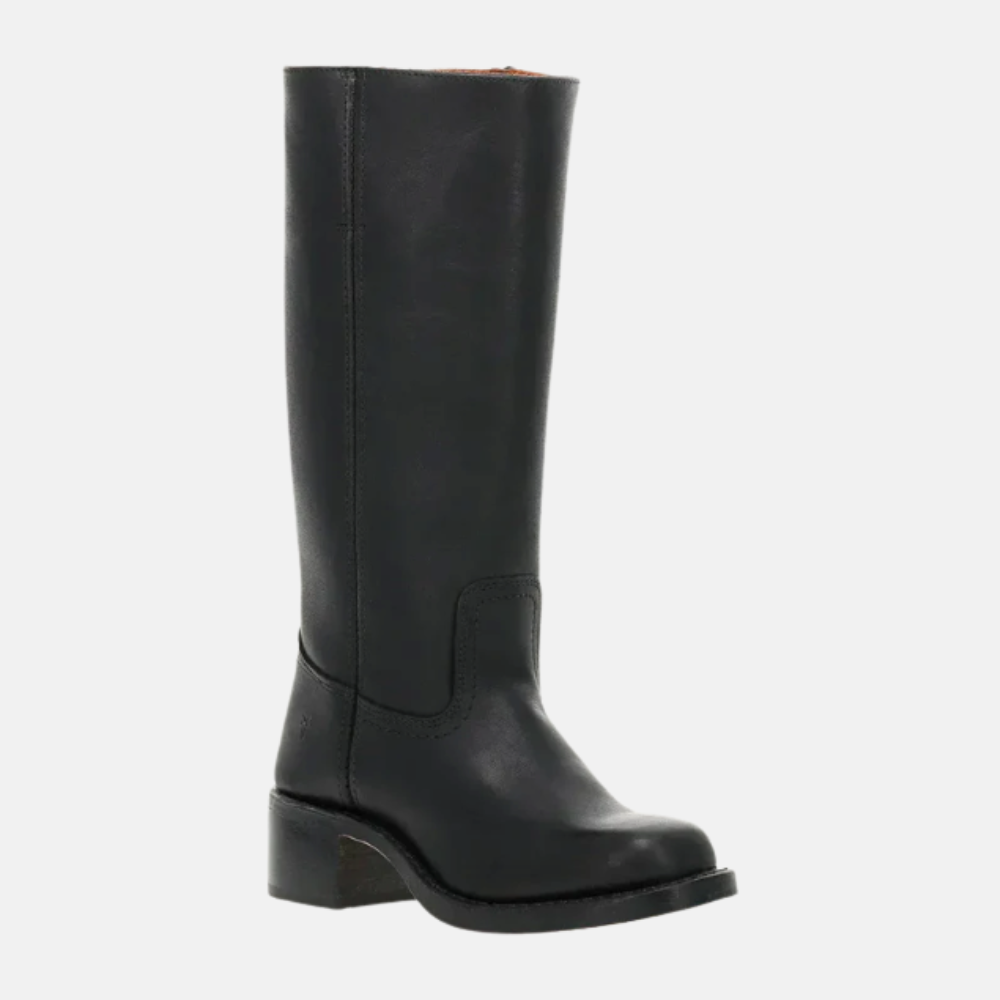 Briss | Damen Lange Stiefel mit Absatz – Lederoptik Boots mit Blockabsatz