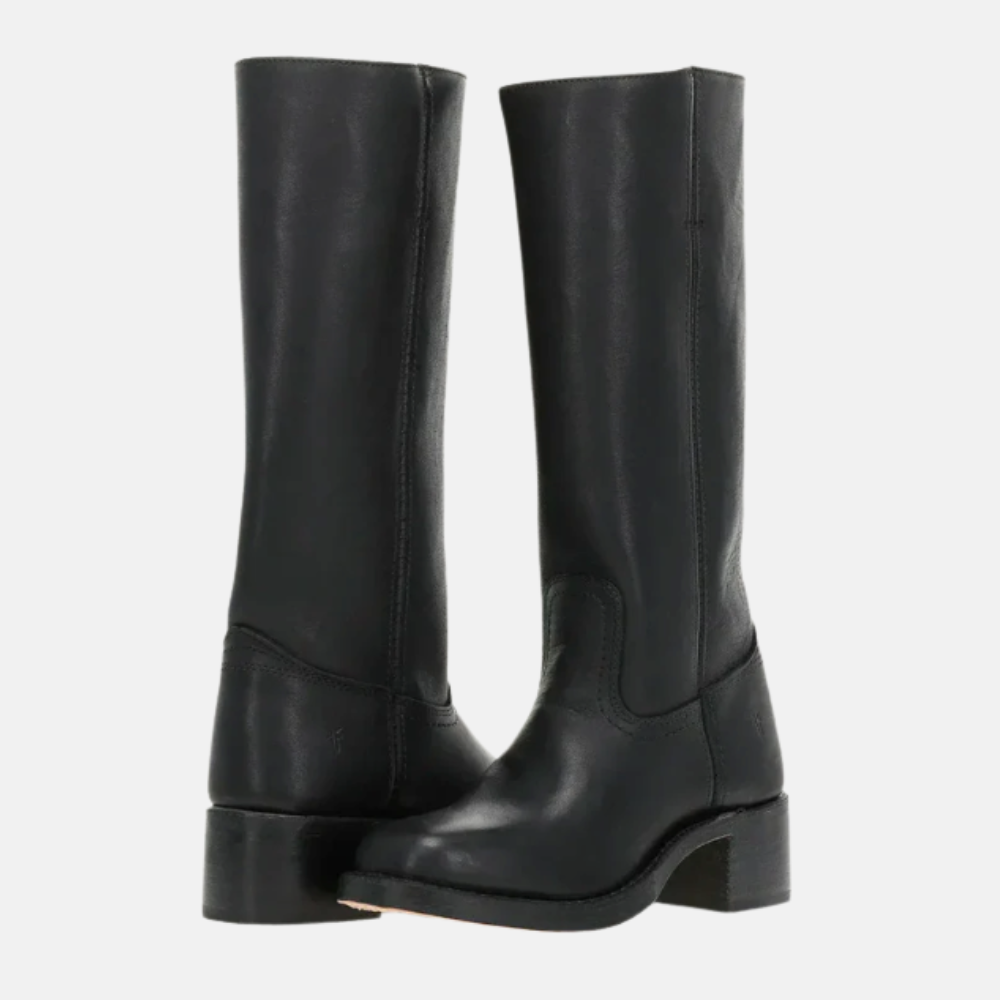 Briss | Damen Lange Stiefel mit Absatz – Lederoptik Boots mit Blockabsatz