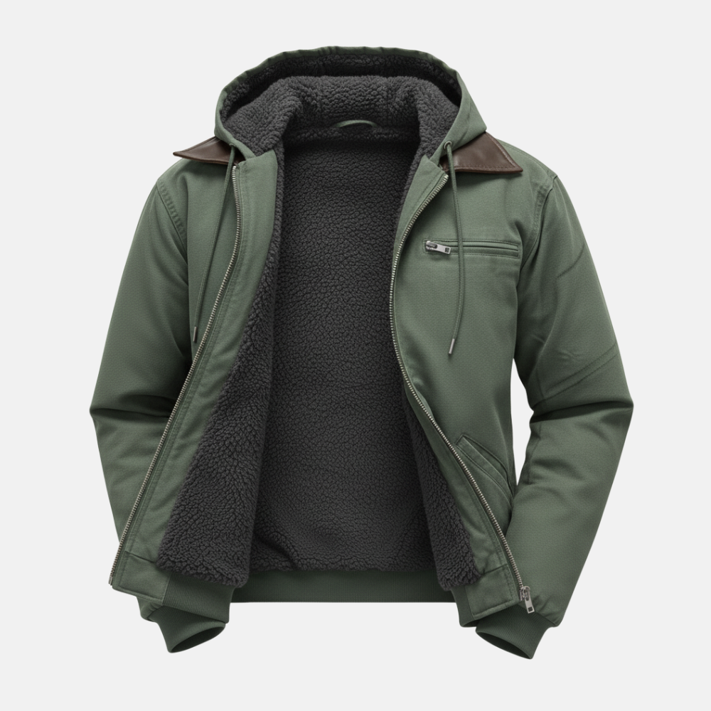 Briss | Herren Winterjacke mit Fleece-Futter und Kapuze – Warme Übergangsjacke mit Reißverschluss