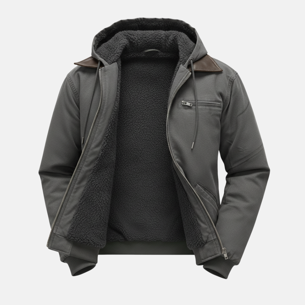 Briss | Herren Winterjacke mit Fleece-Futter und Kapuze – Warme Übergangsjacke mit Reißverschluss