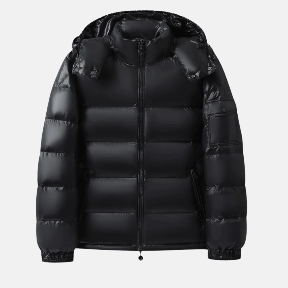 Briss | Herren-Daunenjacke mit abnehmbarer Kapuze – Glänzende Steppjacke