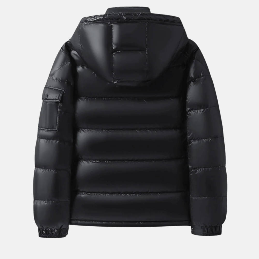 Briss | Herren-Daunenjacke mit abnehmbarer Kapuze – Glänzende Steppjacke