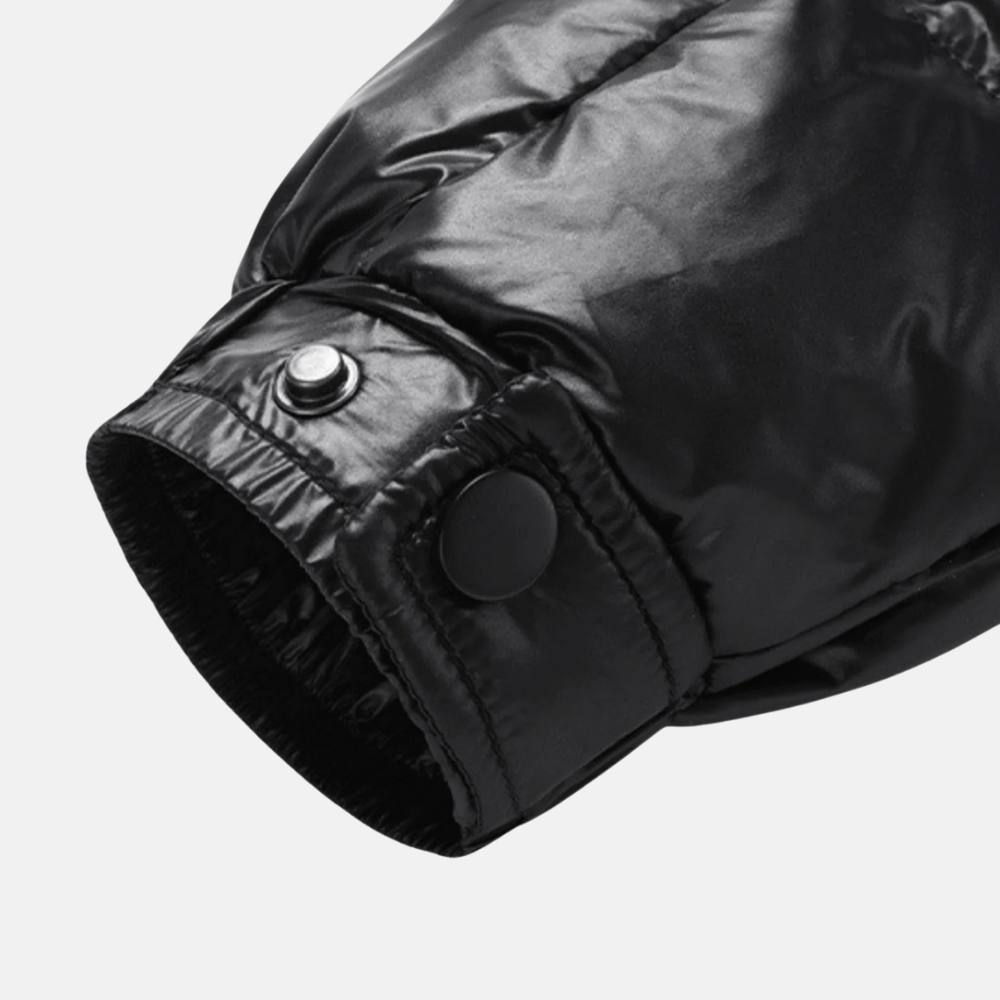 Briss | Herren-Daunenjacke mit abnehmbarer Kapuze – Glänzende Steppjacke