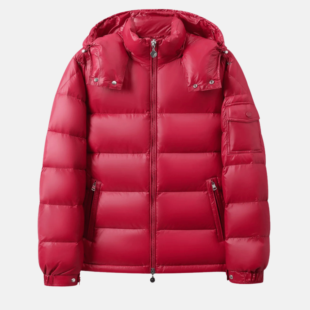 Briss | Herren-Daunenjacke mit abnehmbarer Kapuze – Glänzende Steppjacke