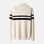 Briss | Herren-Strickpullover mit halbem Reißverschluss und Zopfmuster aus Wollmischung