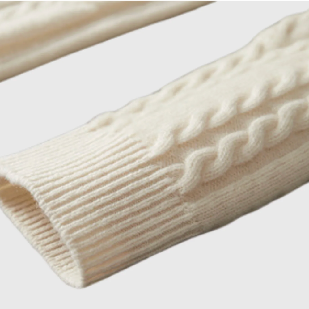 Briss | Herren-Strickpullover mit halbem Reißverschluss und Zopfmuster aus Wollmischung