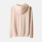 Briss | Herren Strickjacke mit Kapuze und Reißverschluss – Zopfmuster aus Wollmischung