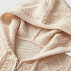 Briss | Herren Strickjacke mit Kapuze und Reißverschluss – Zopfmuster aus Wollmischung