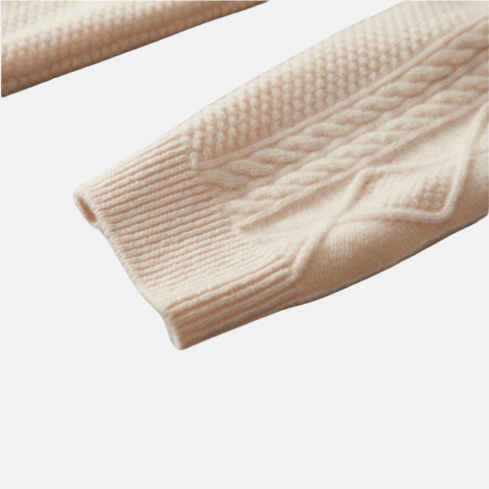 Briss | Herren Strickjacke mit Kapuze und Reißverschluss – Zopfmuster aus Wollmischung