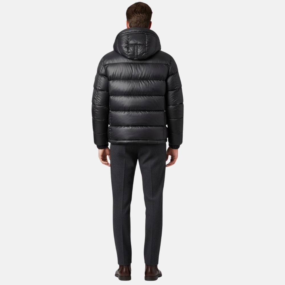 Briss | Herren-Daunenjacke mit abnehmbarer Kapuze – Glänzende Steppjacke