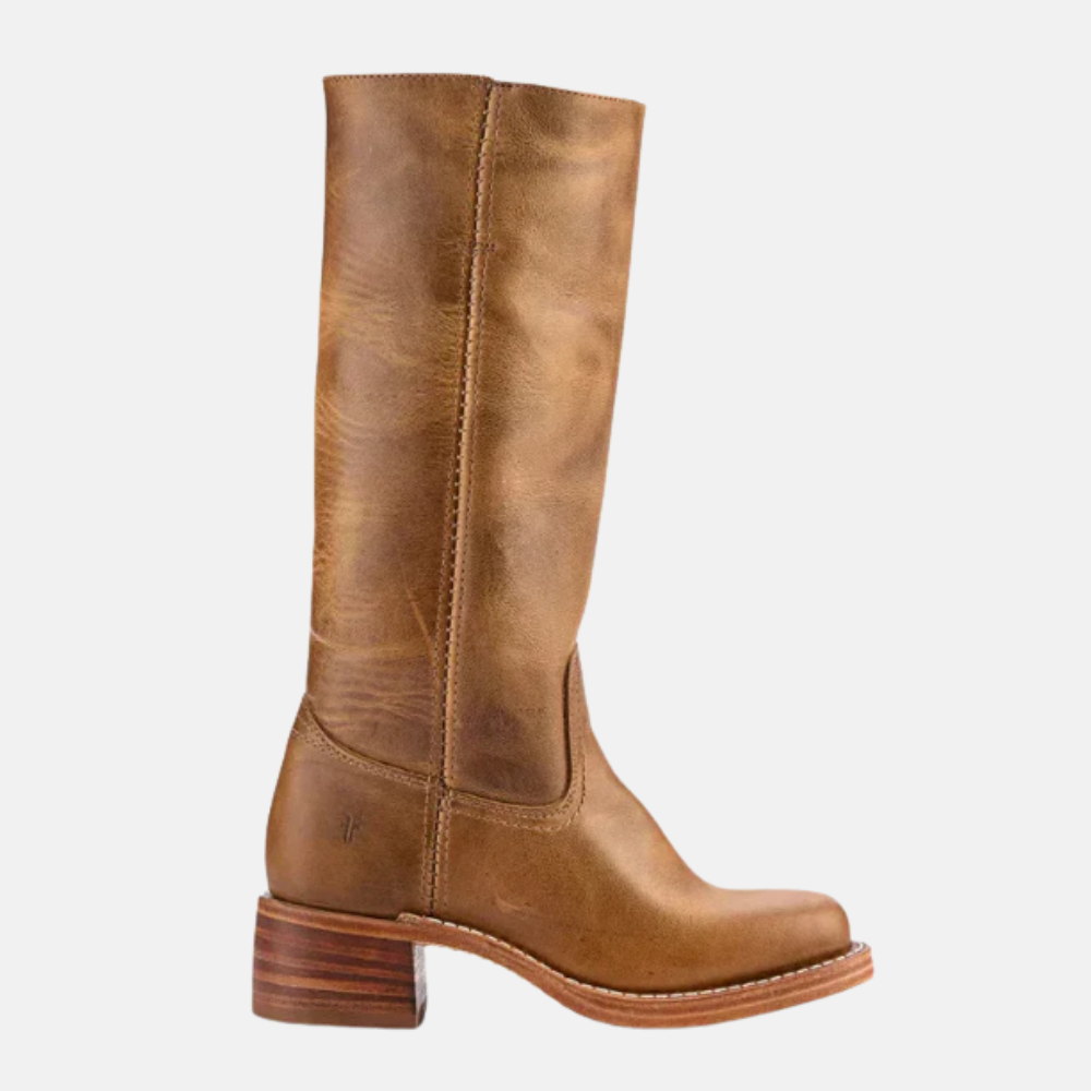 Briss | Damen Lange Stiefel mit Absatz – Lederoptik Boots mit Blockabsatz