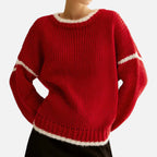 Briss | Damen Eleganter Winterpullover mit Kontrastkante