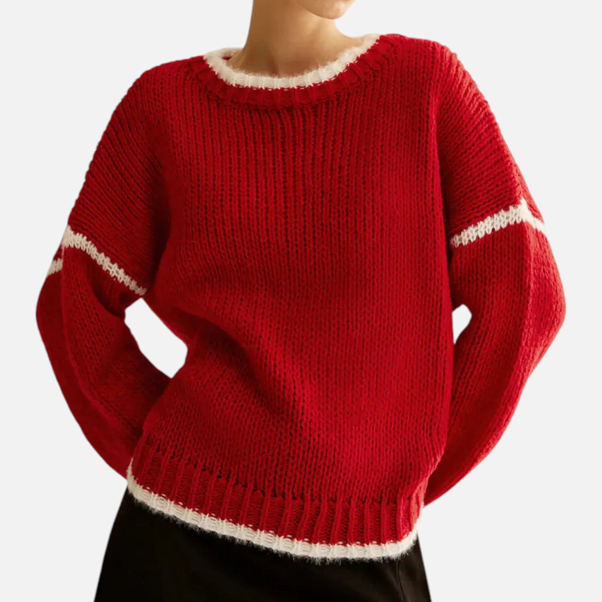 Briss | Damen Eleganter Winterpullover mit Kontrastkante