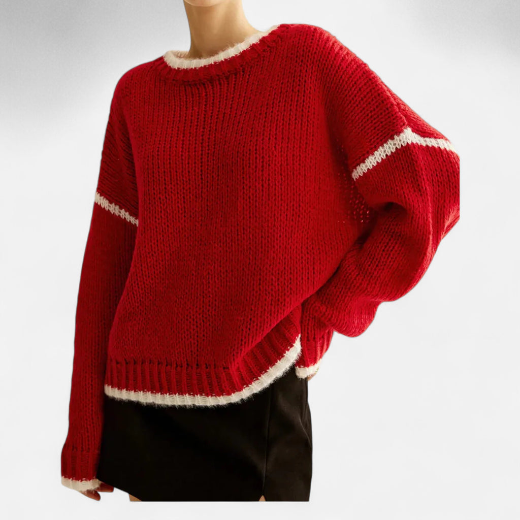 Briss | Damen Eleganter Winterpullover mit Kontrastkante