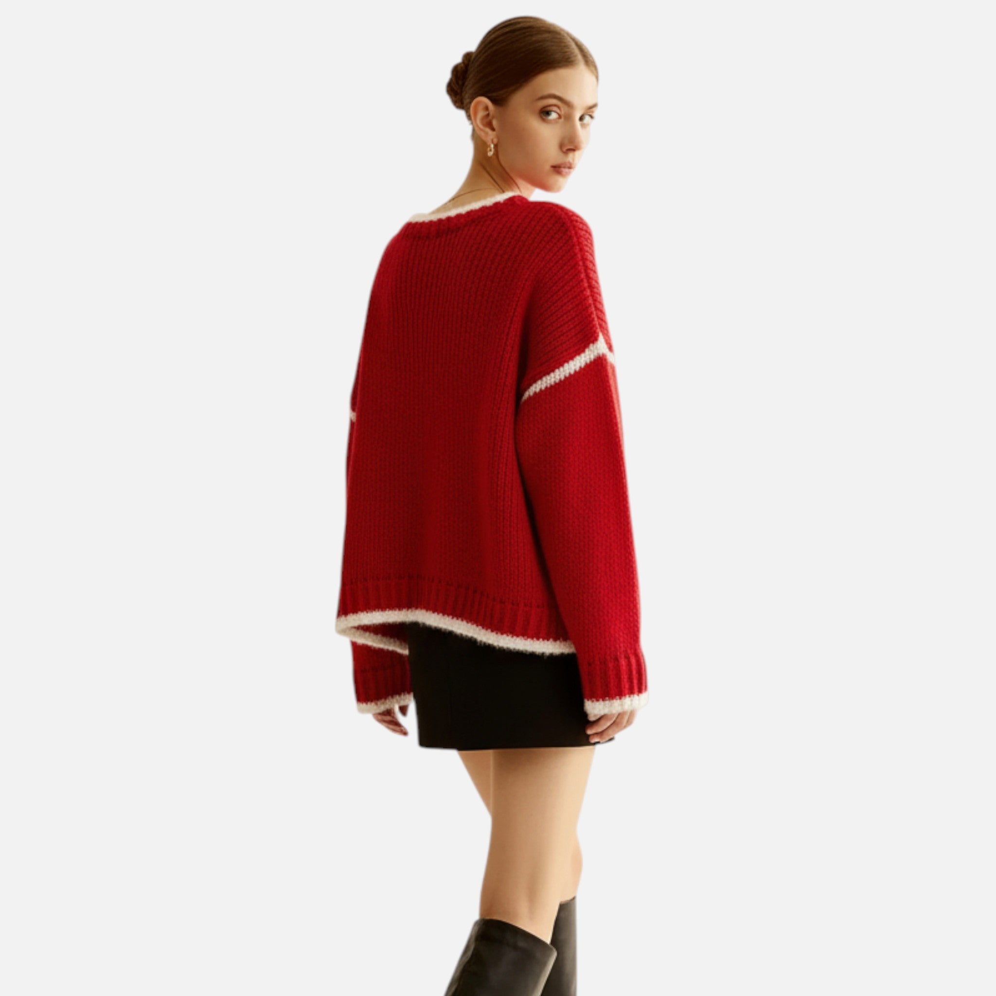 Briss | Damen Eleganter Winterpullover mit Kontrastkante