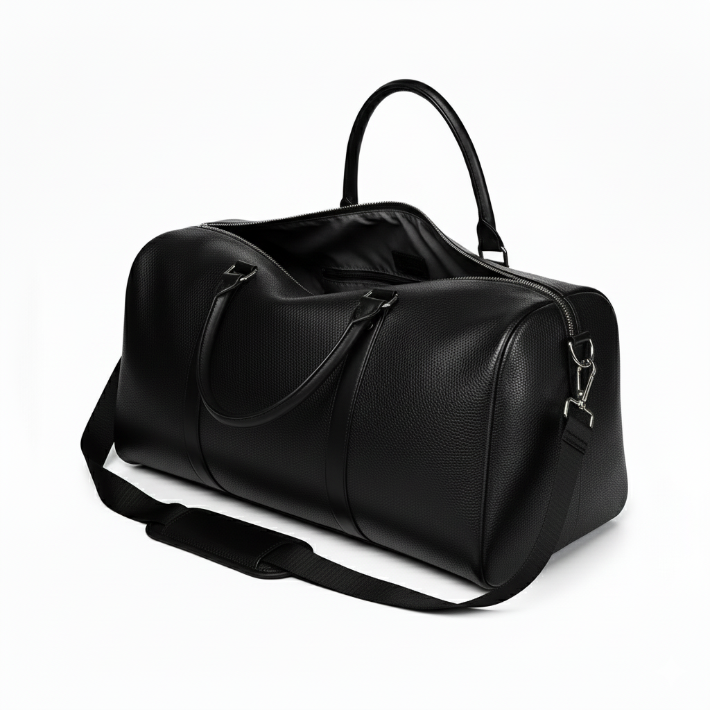 Briss | Weekender aus Echtleder – Schwarze Reisetasche mit verstellbarem Schulterriemen