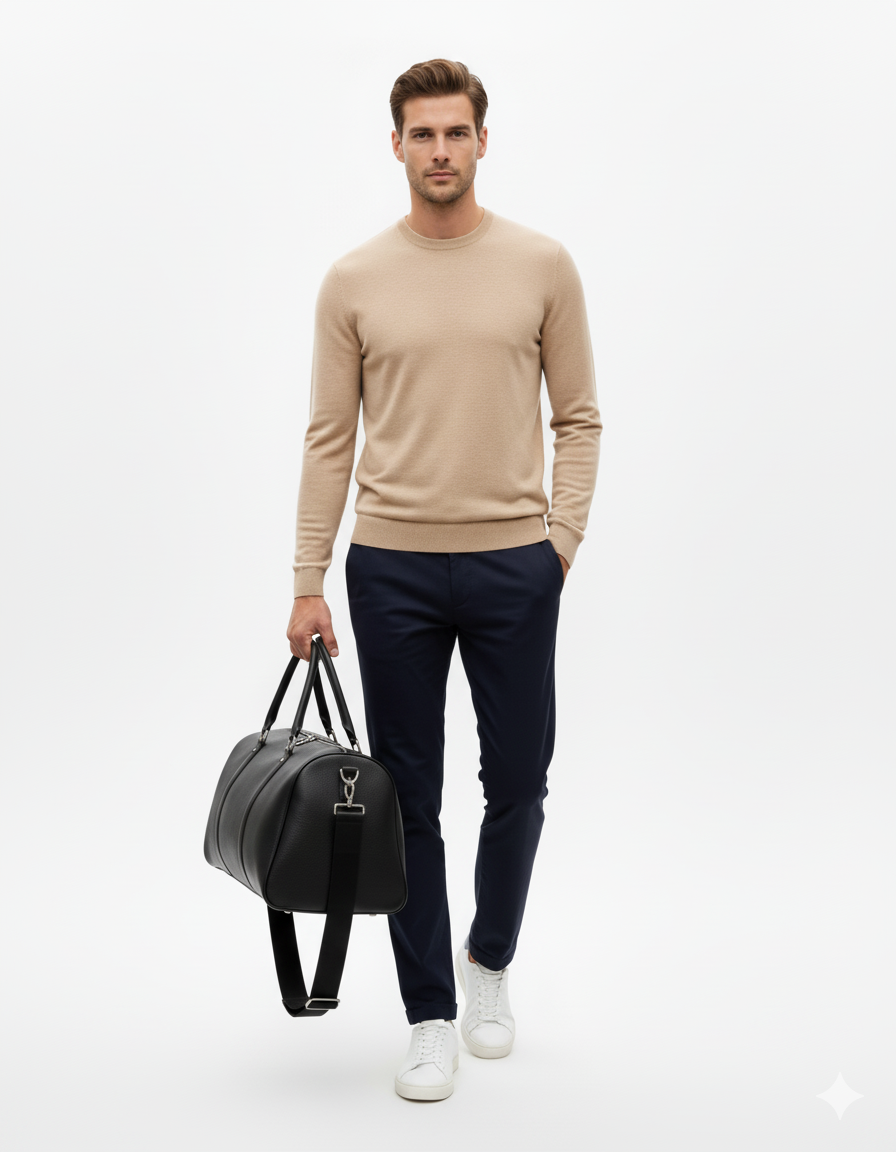 Briss | Weekender aus Echtleder – Schwarze Reisetasche mit verstellbarem Schulterriemen