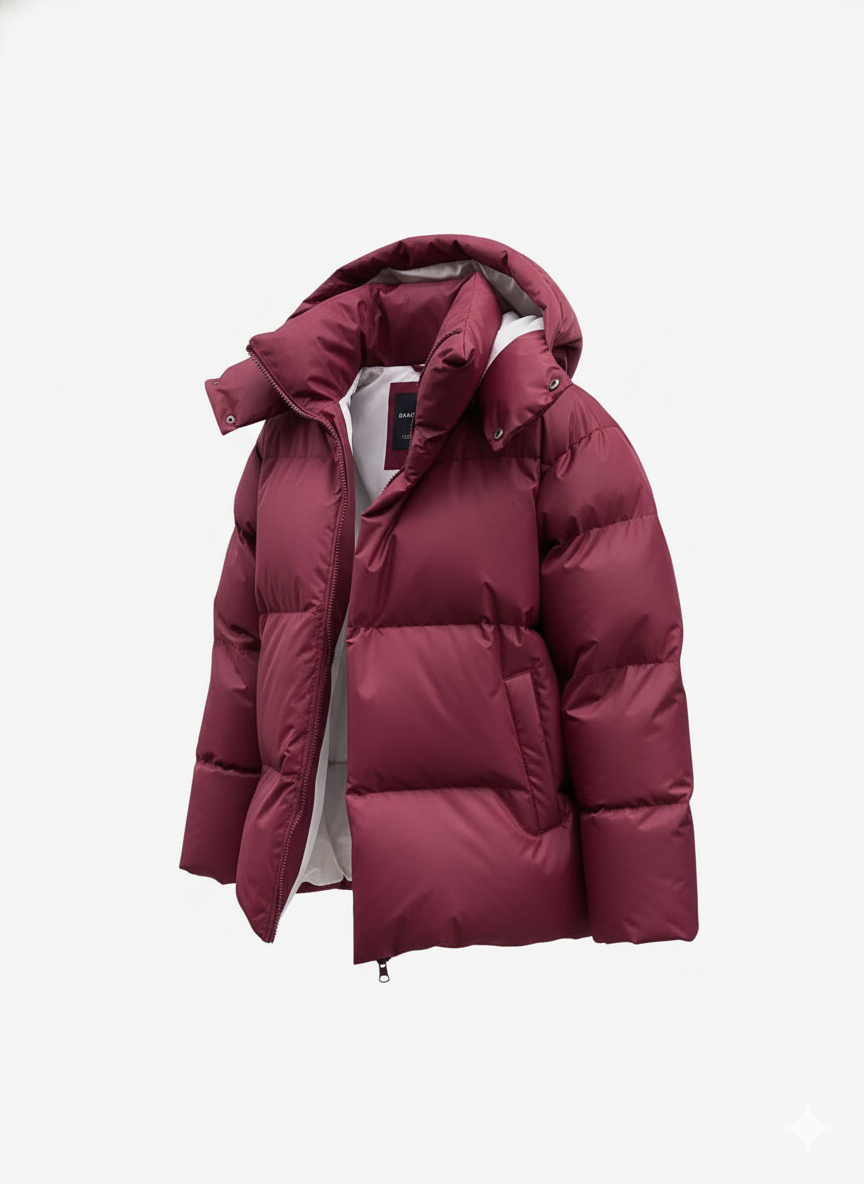 Briss | Damen Puffer Jacke mit Kapuze – Kurze, warme Steppjacke im Oversize-Look