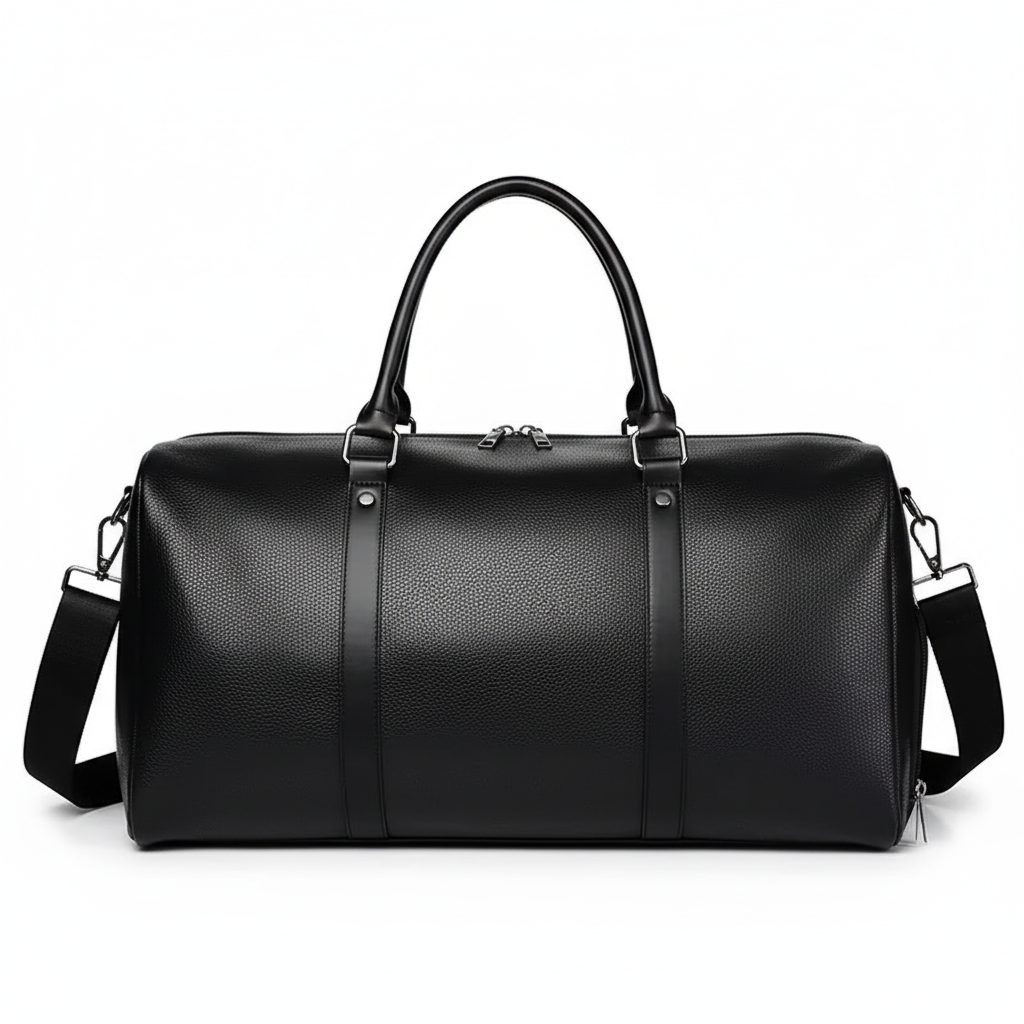 Briss | Weekender aus Echtleder – Schwarze Reisetasche mit verstellbarem Schulterriemen