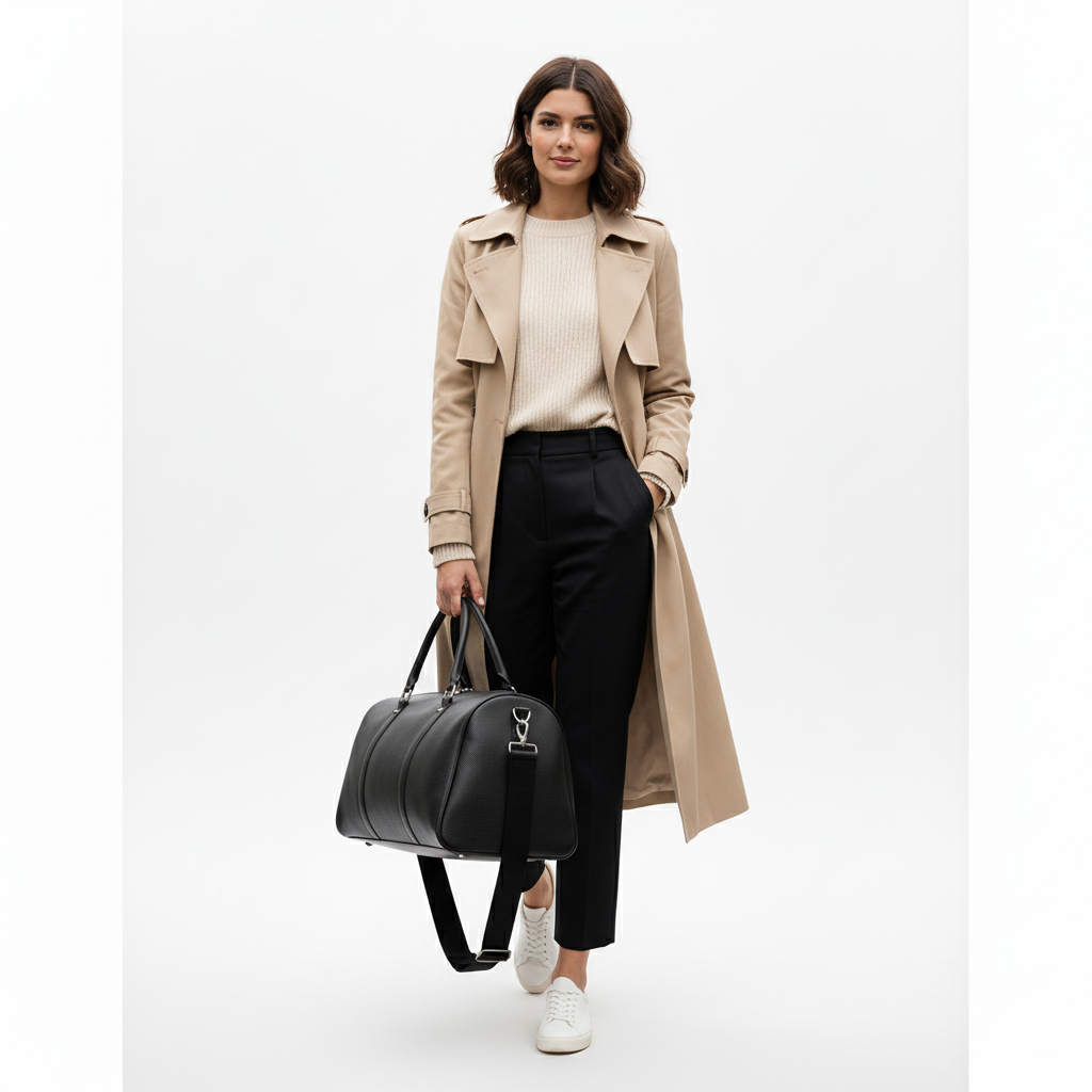 Briss | Weekender aus Echtleder – Schwarze Reisetasche mit verstellbarem Schulterriemen